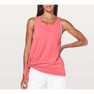 Lululemon To The Point Tank Glossy Pink Coral Top Size 6 Pima Cotton Racerback‎